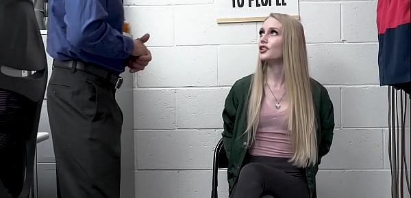  Young blonde thief busted and exploited by a hung mall cop